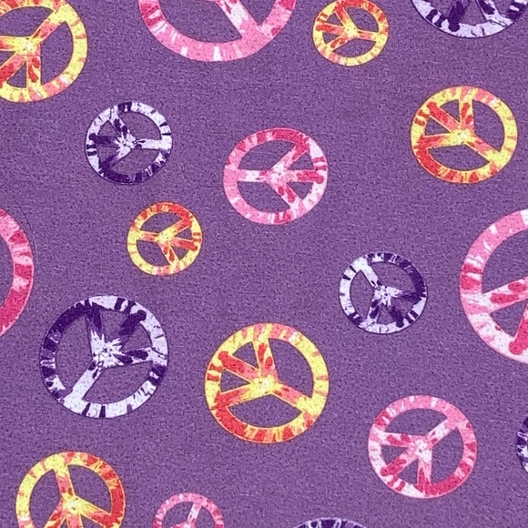 Peace Sign Purple Nightgown Girl’s 6-7 Pajama Ruffle Sleepwear Summer Lighweight - Picture 3 of 7